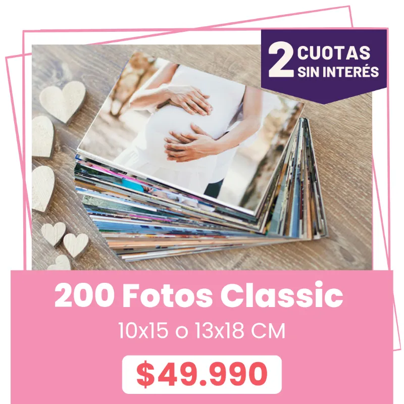 200 Fotos Classic 10x15 o 13x18 a $49.990